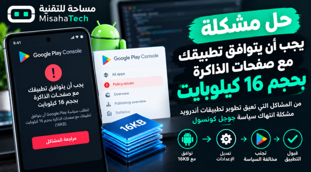 حل مشكلة يجب أن يتوافق تطبيقك مع صفحات الذاكرة بحجم 16 كيلوبايت
